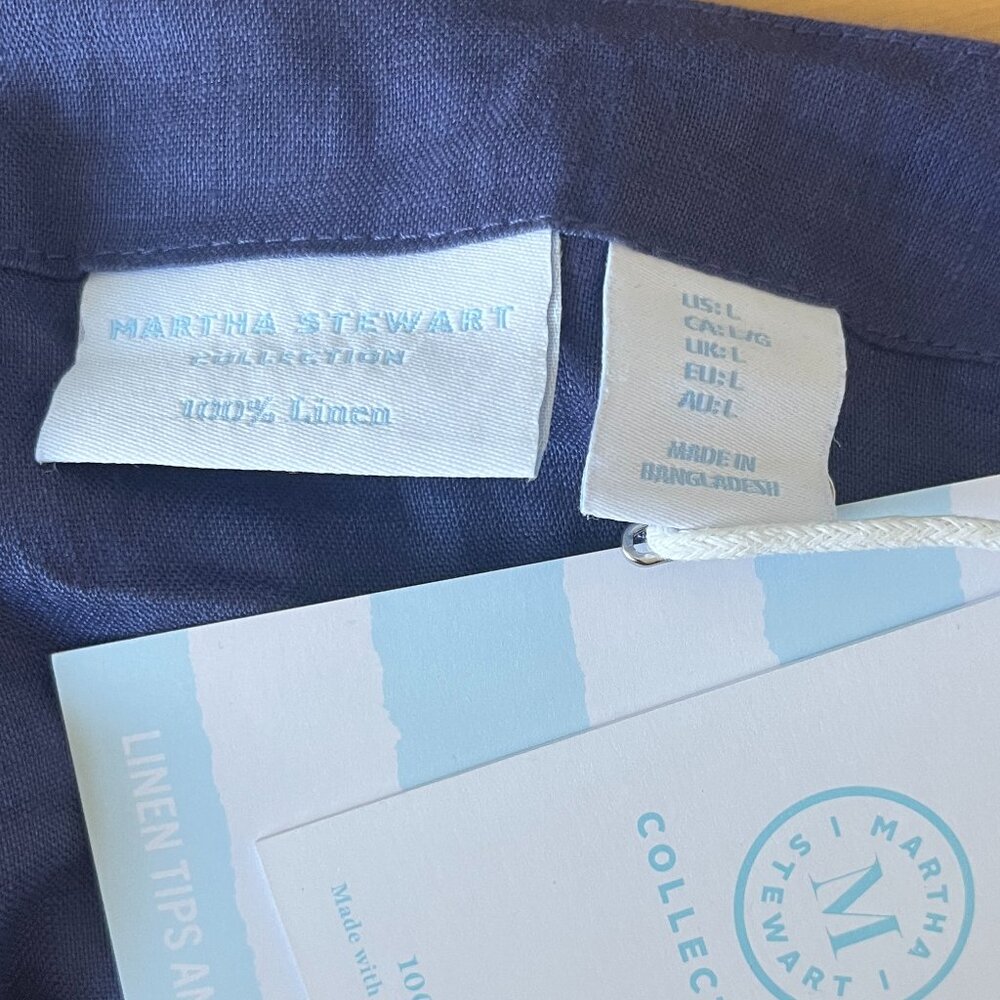 NWT Martha Stewart Blue Linen Top L - Picture 5 of 5
